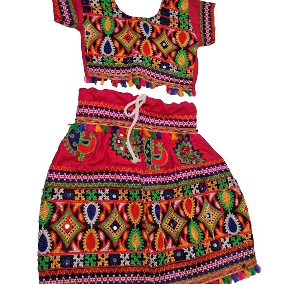 Unbranded Other - Traditional Indian Navratri Chania Choli Outfit Skirt Top Mirrored Embroidered